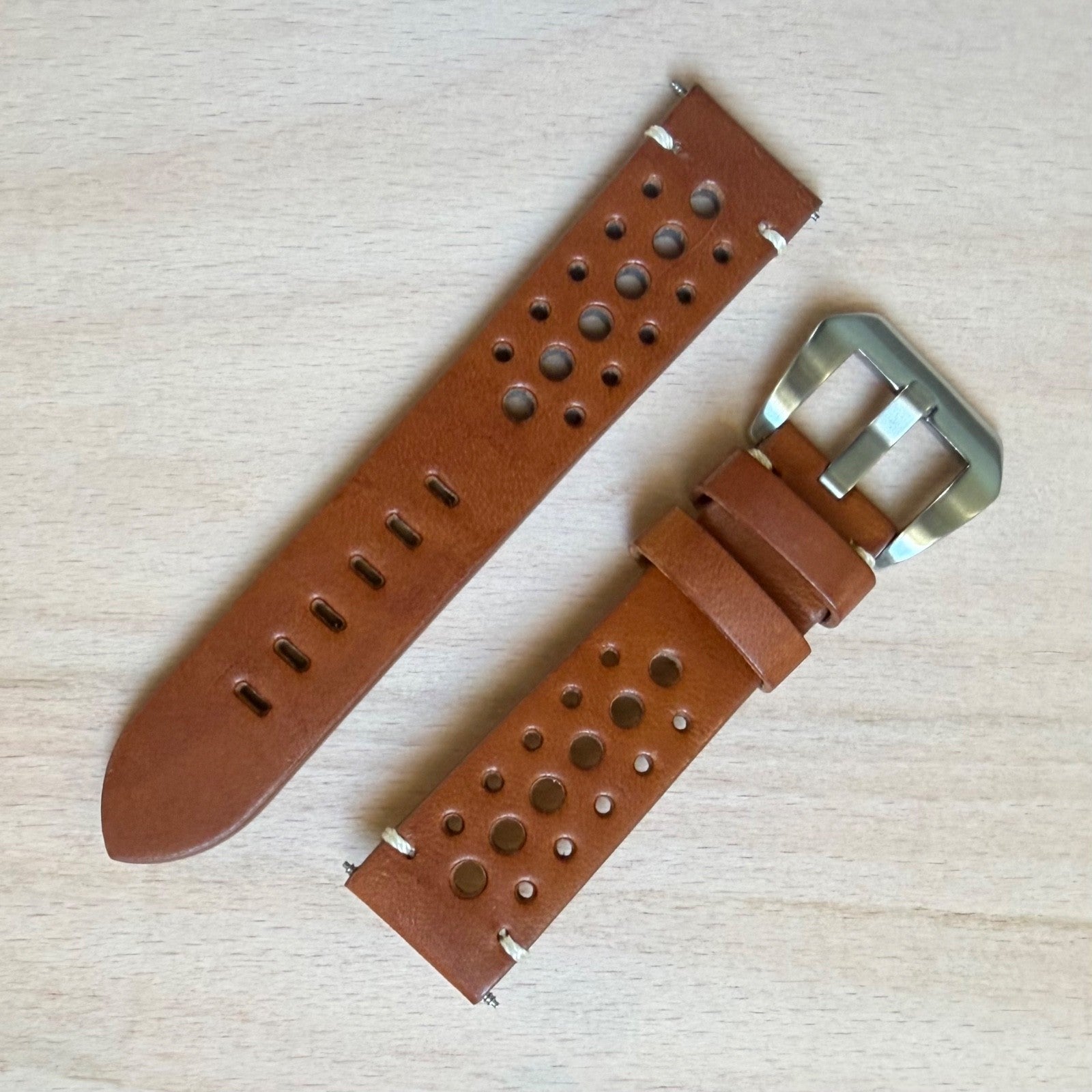 Brand New Luxury Rally Sports Smooth Leather Watch Strap - Genuine Calf Leather
