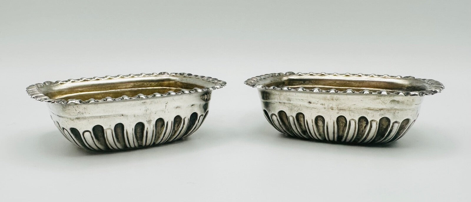 Pair of Antique Victorian Silver Salts - Birmingham 1897 by S. Blanckensee & Son