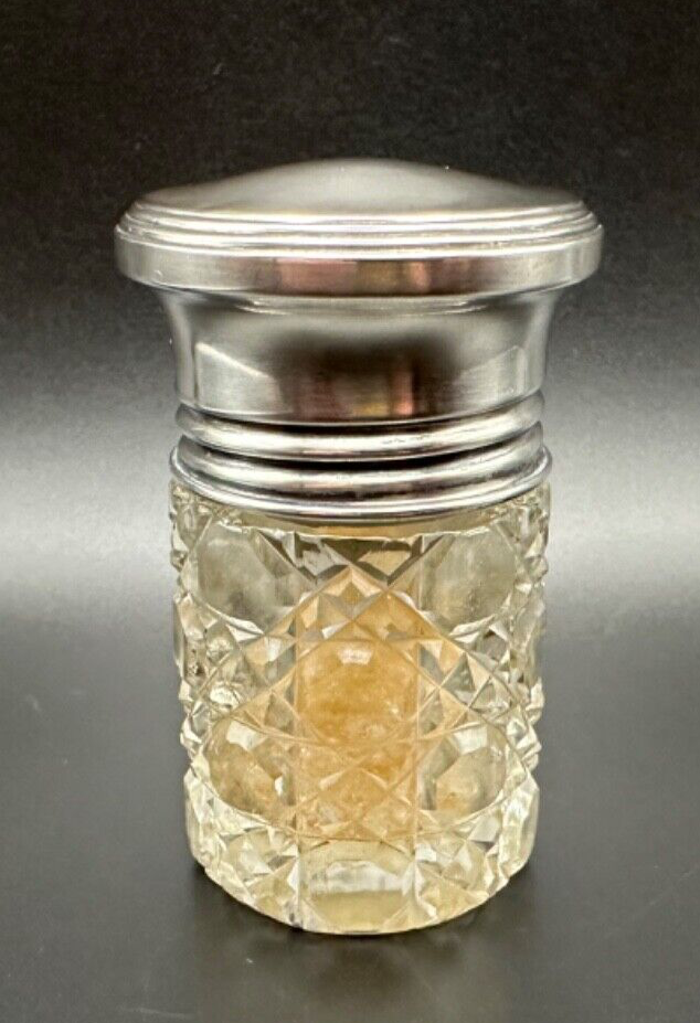 Antique Silver & Glass Smelling Salts Jar - Birmingham 1921 A J Pepper &