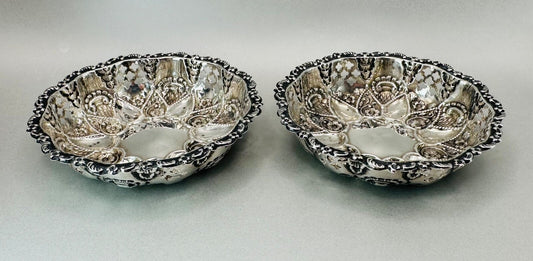 Pair of Antique Silver Trinket Dishes - Birmingham 1901 by William Devenport