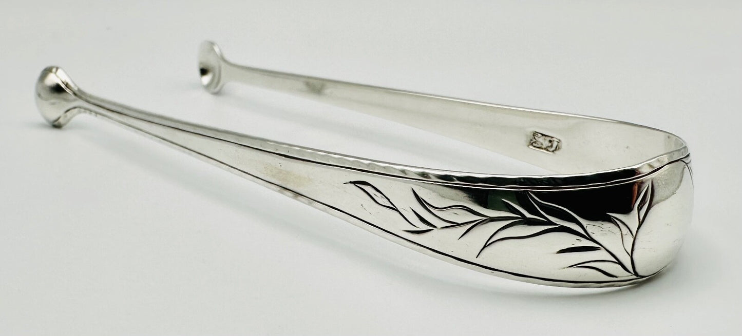 Antique Sterling Silver Sugar Tongs – c.1820–1840
