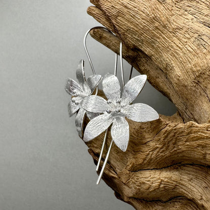 Elegant 925 Sterling Silver Handcrafted Flower Drop Earrings – Various Designs