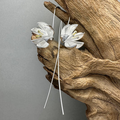 Elegant 925 Sterling Silver Handcrafted Flower Drop Earrings – Various Designs