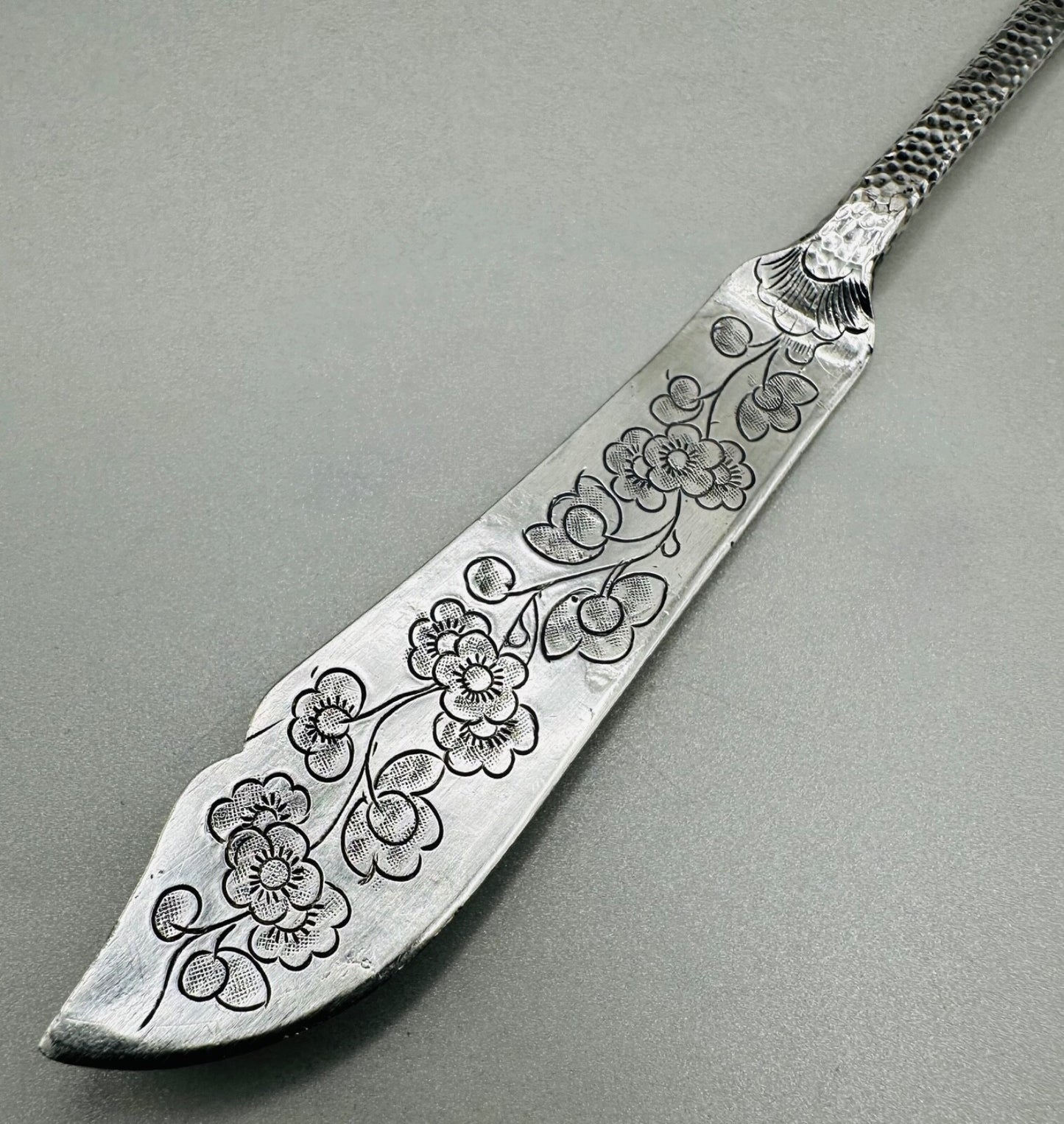 Antique Chinese Export Silver Fish Knife - Intricate Dragon and Floral Design