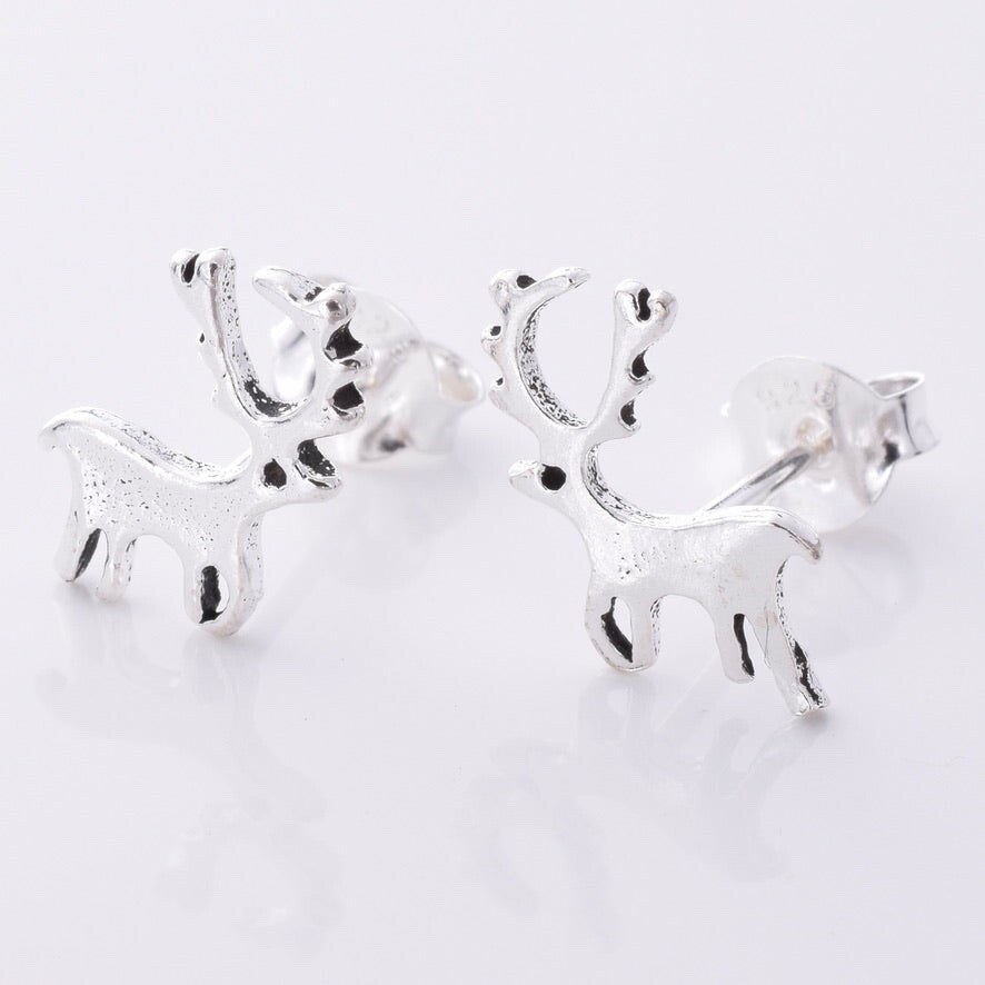 Brand New 925 Sterling Silver Reindeer Earrings