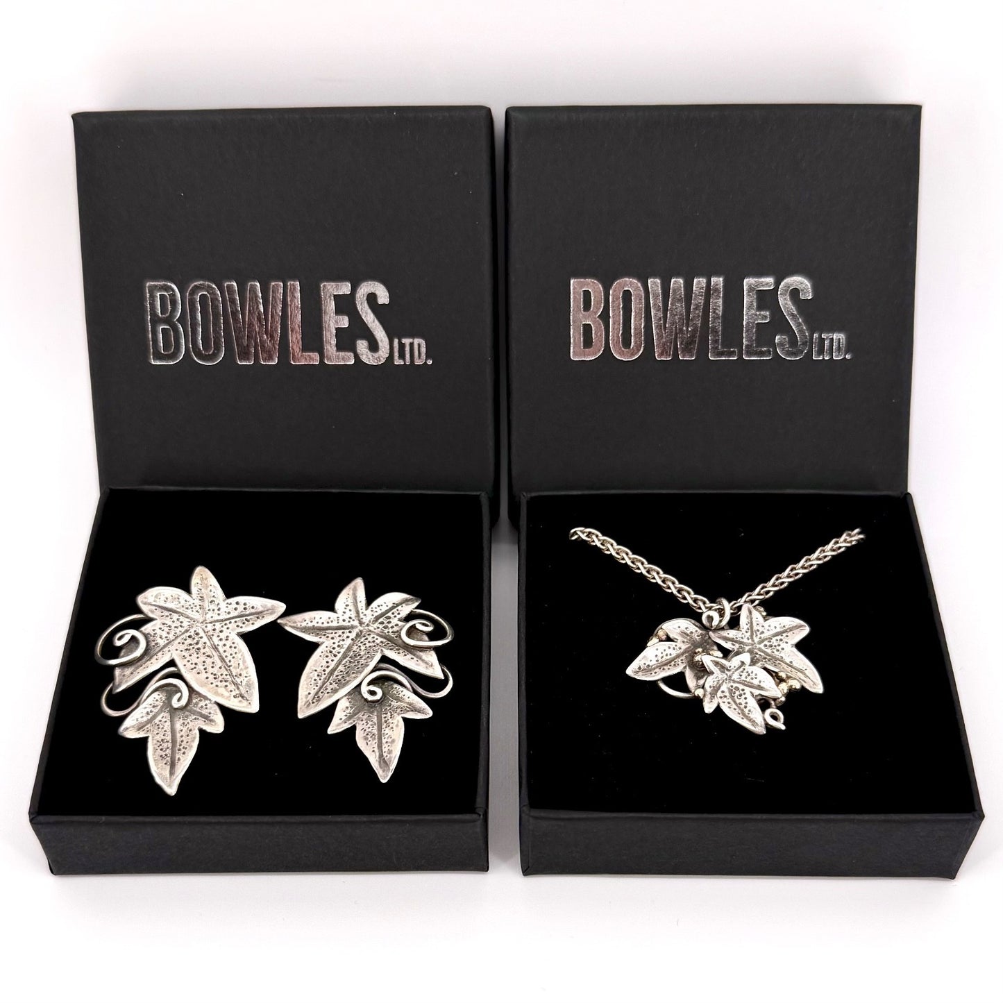 Handmade Sterling Silver Ivy Leaf Set by Ann Powell – Hallmarked London 2006