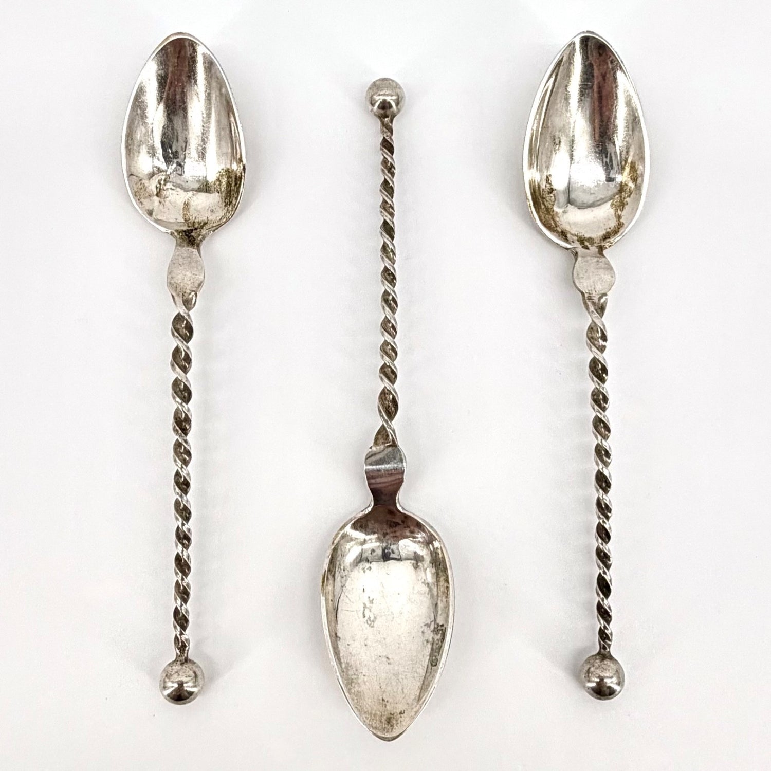 Set of 3 Antique Norwegian 830 Silver Teaspoons – Marius Hammer – c.1890–1910