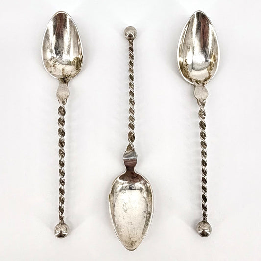 Set of 3 Antique Norwegian 830 Silver Teaspoons – Marius Hammer – c.1890–1910