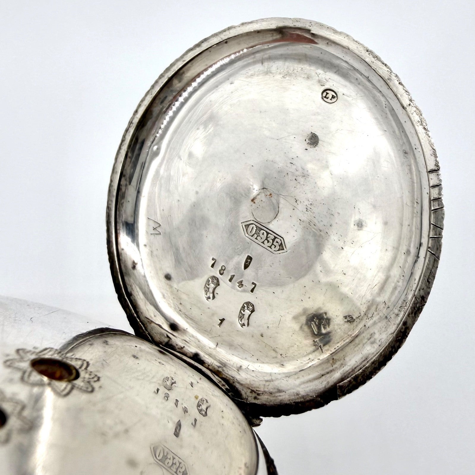 Antique Swiss Silver Pocket Watch – 935 Silver Case – Key Wound – Working