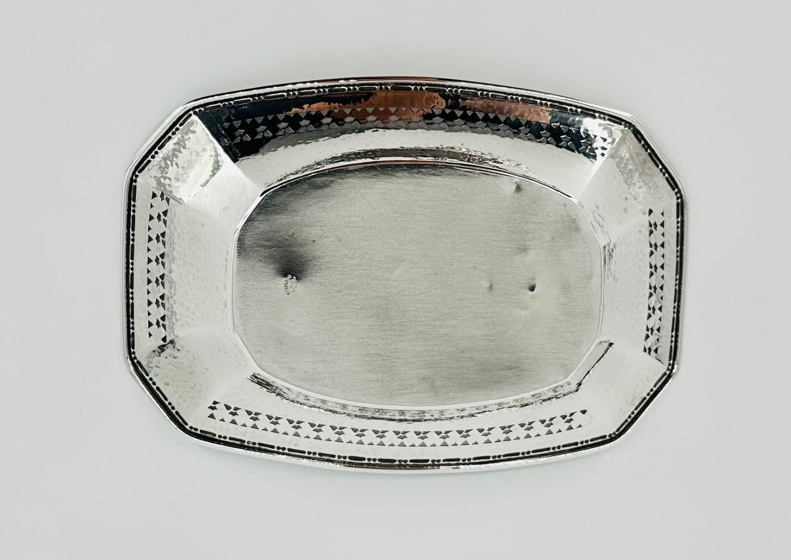 Antique American Sterling Silver Dish – Pierced & Hammered Design – Webster Co.