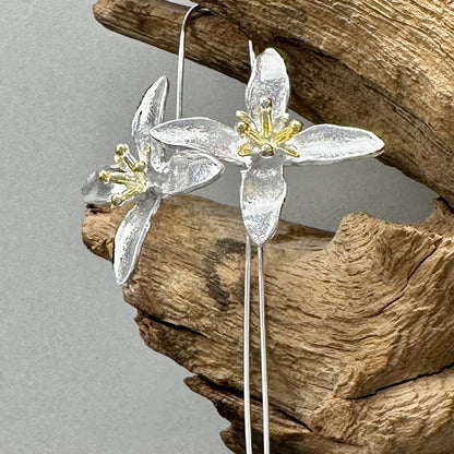 Elegant 925 Sterling Silver Handcrafted Flower Drop Earrings – Various Designs