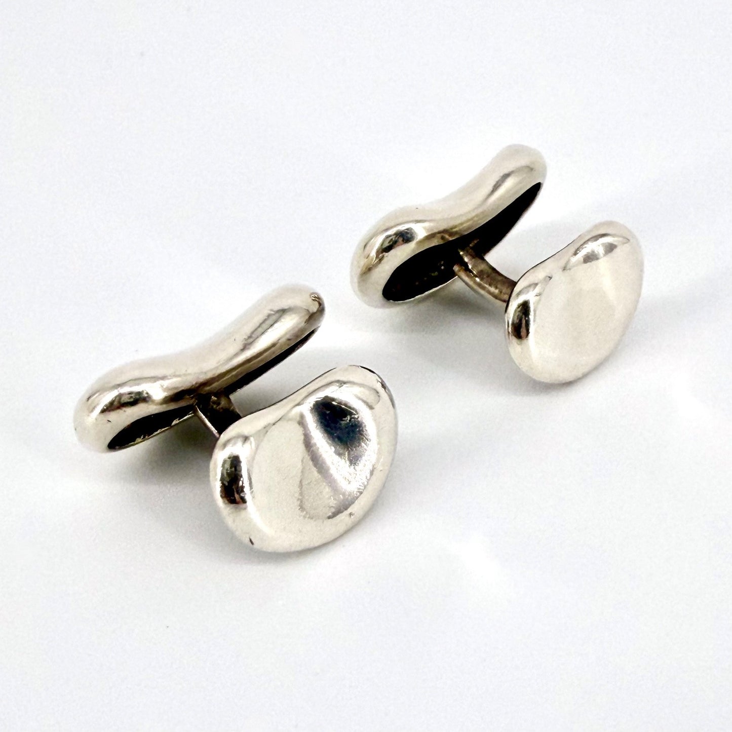 Vintage Tiffany Elsa Peretti Silver Bean Cufflinks – 925 Sterling