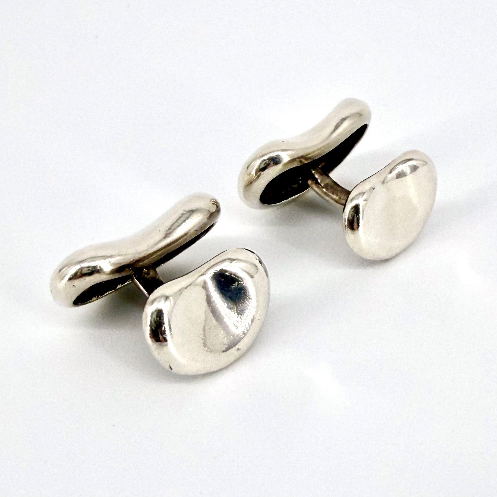 Vintage Tiffany Elsa Peretti Silver Bean Cufflinks – 925 Sterling