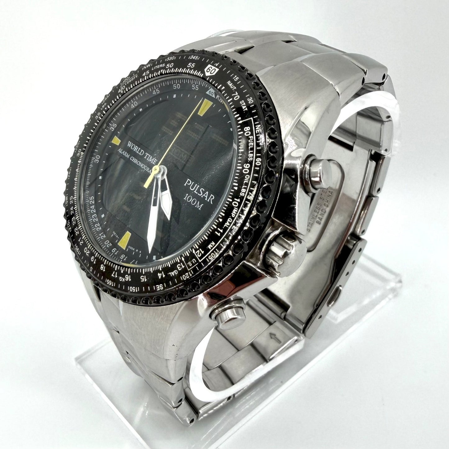 Pulsar NX14-X001 World Time Alarm Chronograph Watch – Analog Digital