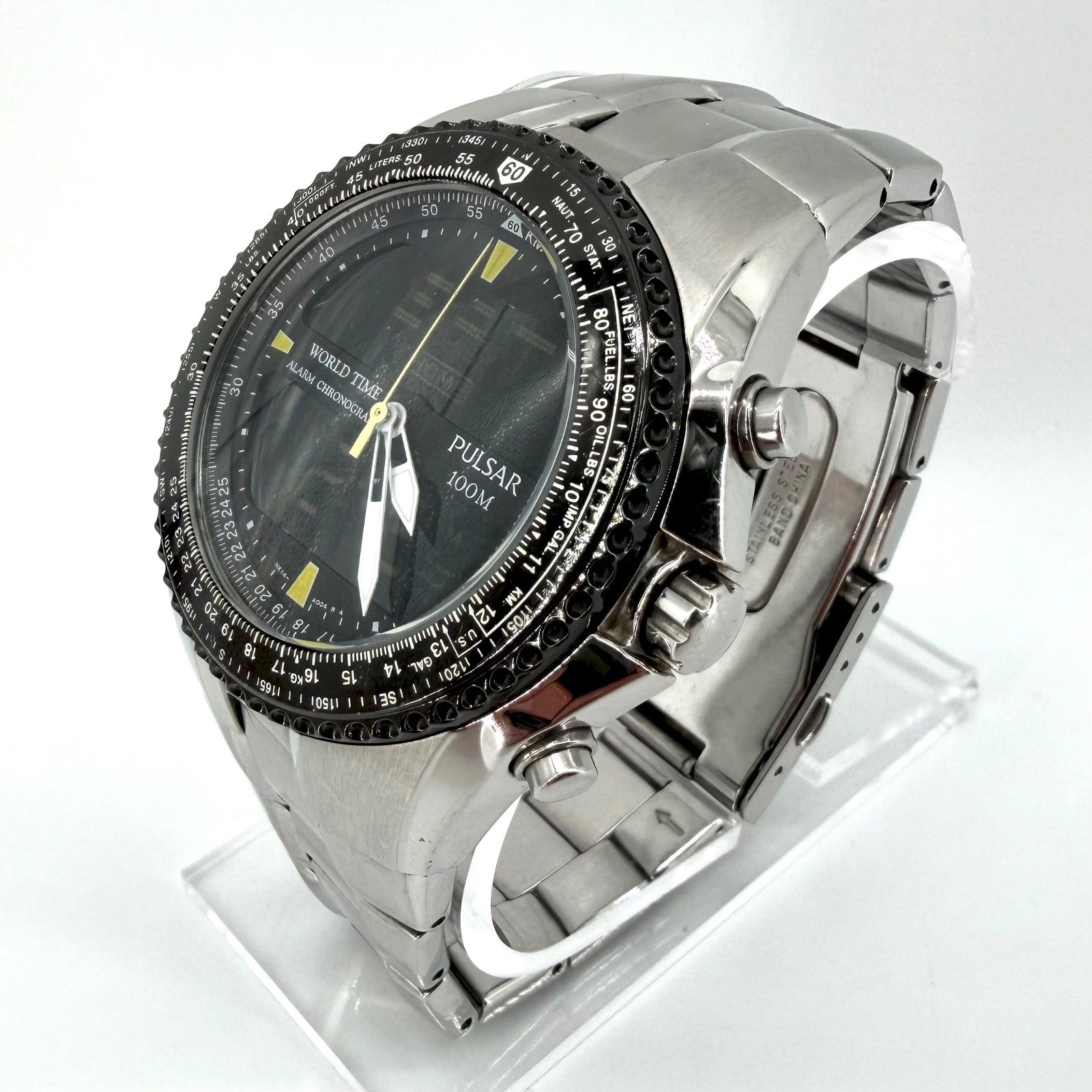 Pulsar NX14-X001 World Time Alarm Chronograph Watch – Analog Digital