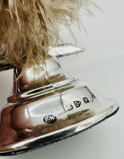 Pair Antique Silver Menu Holders – Chester 1898 Florence Warden – Feathers