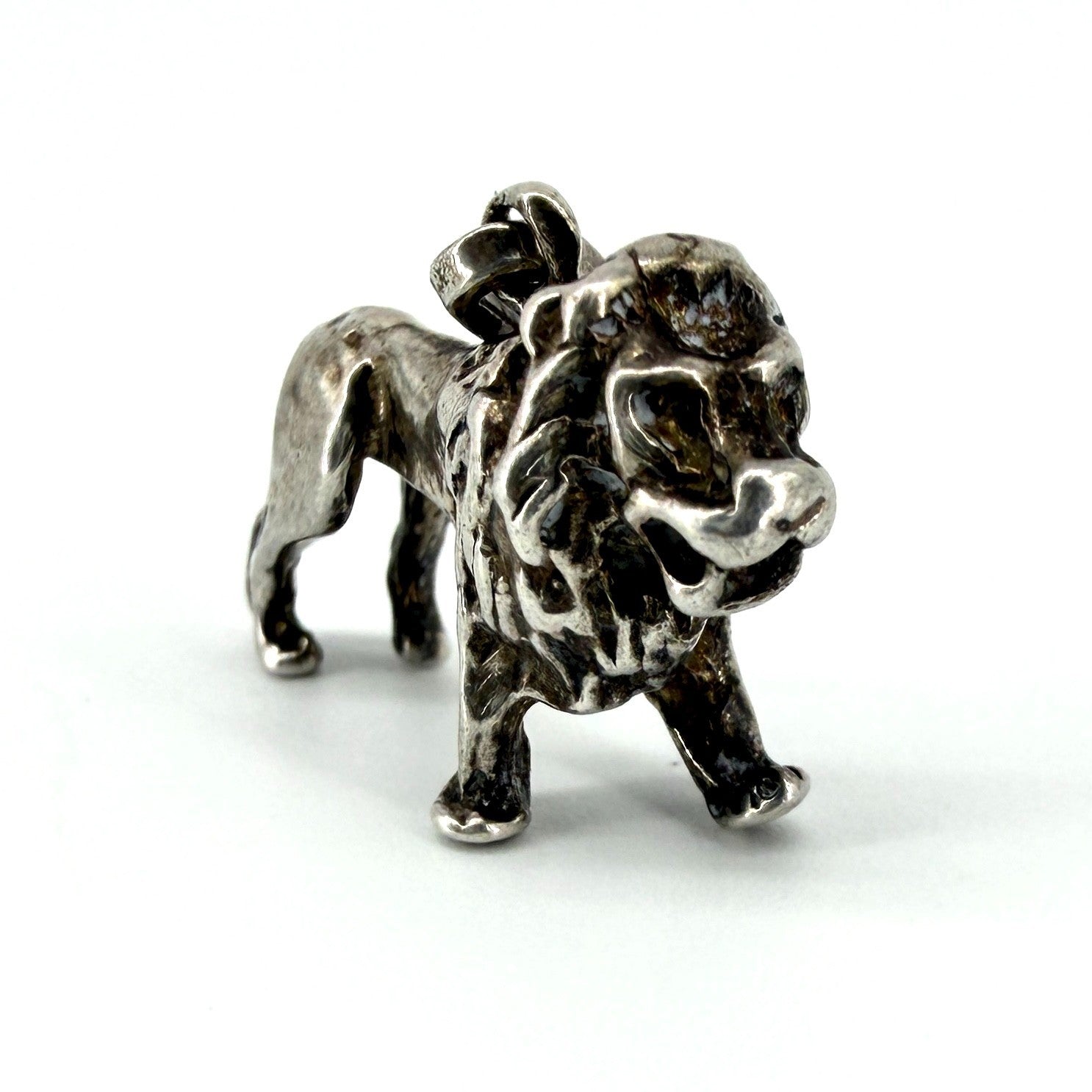 Antique Sterling Silver Lion Charm Pendant