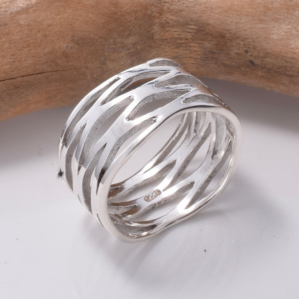 Brand New 925 Sterling Silver Crossover Style Ring - Sleek, High Polish Finish