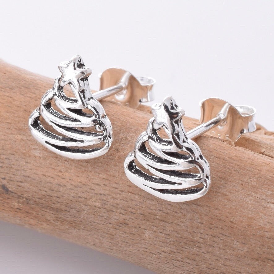 Brand New 925 Sterling Silver Christmas Tree Earrings - Festive