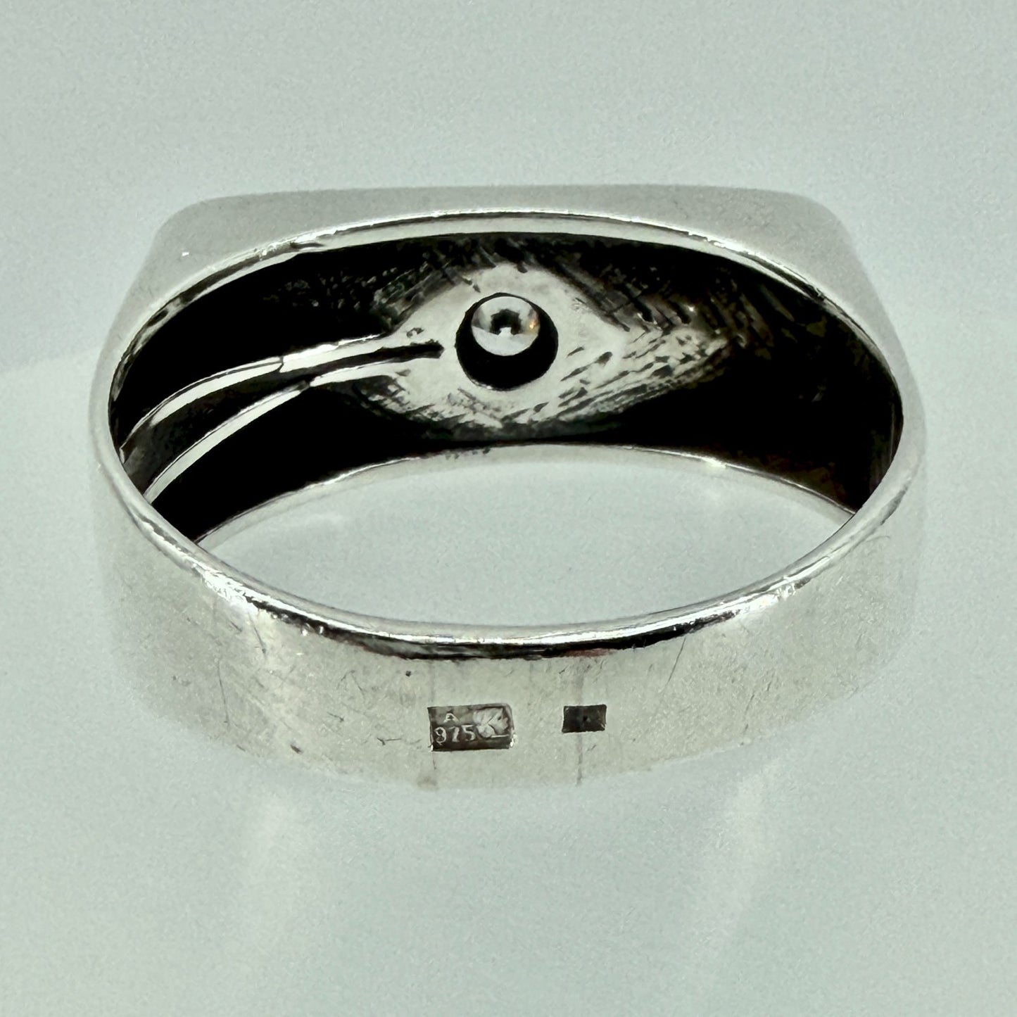 Vintage Polish Silver Ring with White Stone – UK Size W