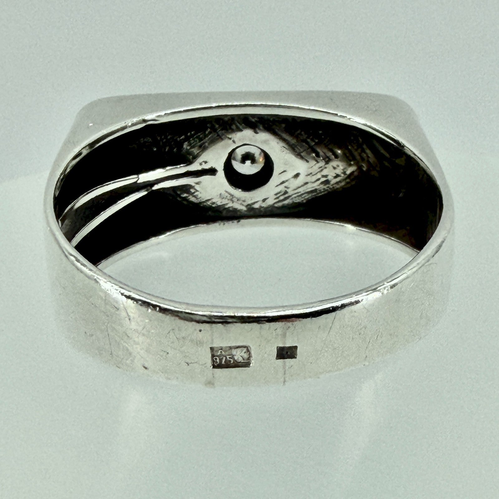 Vintage Polish Silver Ring with White Stone – UK Size W