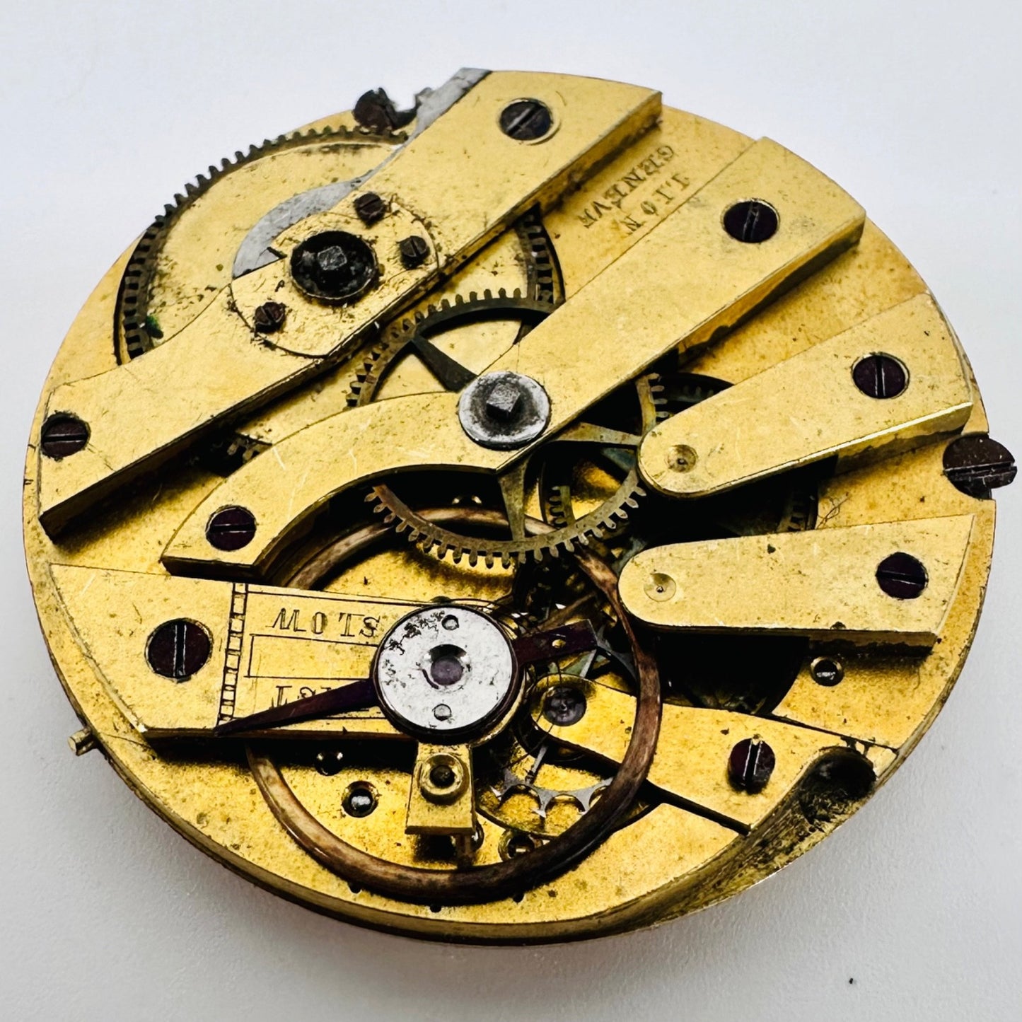 Antique Lion Genève Pocket Watch Movement, Key Wound, Working – 36.1mm