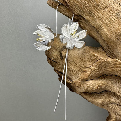 Elegant 925 Sterling Silver Handcrafted Flower Drop Earrings – Various Designs