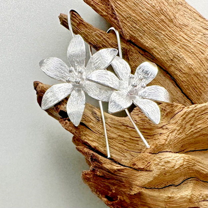 Elegant 925 Sterling Silver Handcrafted Flower Drop Earrings – Various Designs