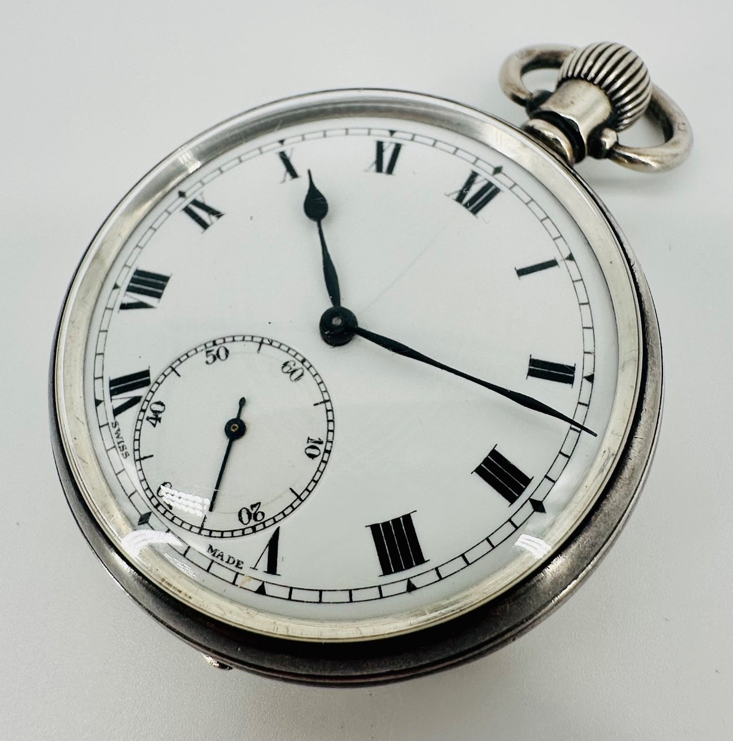 Antique Silver Pocket Watch - Dimier Frères & Co. - Birmingham 1920 - Working