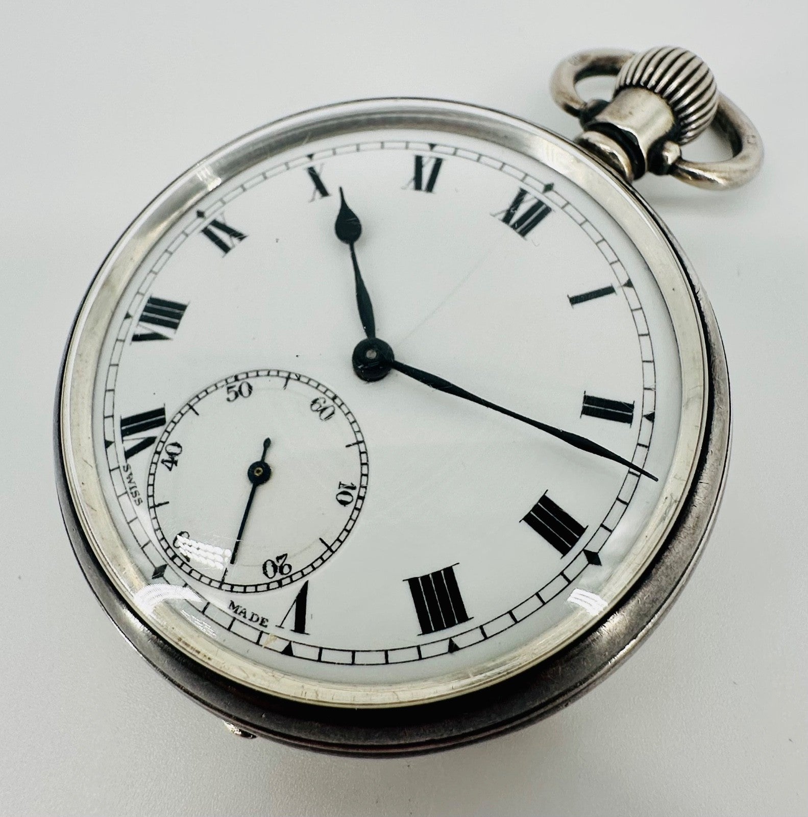 Antique Silver Pocket Watch - Dimier Frères & Co. - Birmingham 1920 - Working