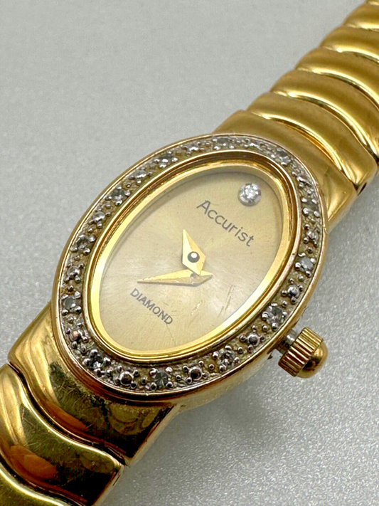 Accurist Diamond Ladies Wristwatch (Model LB 030G) for Spares or Repair