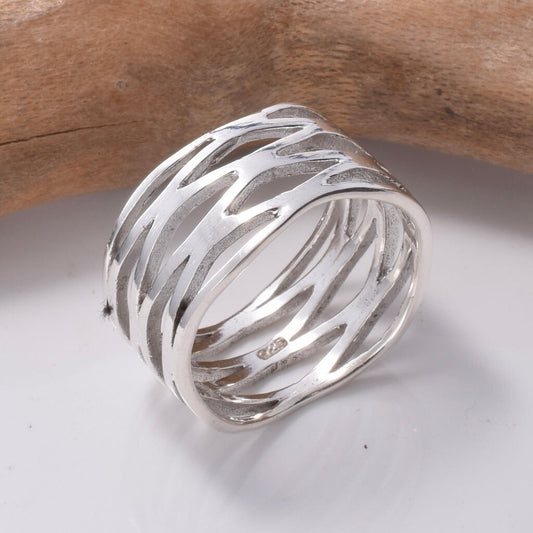 Brand New 925 Sterling Silver Crossover Style Ring - Sleek, High Polish Finish