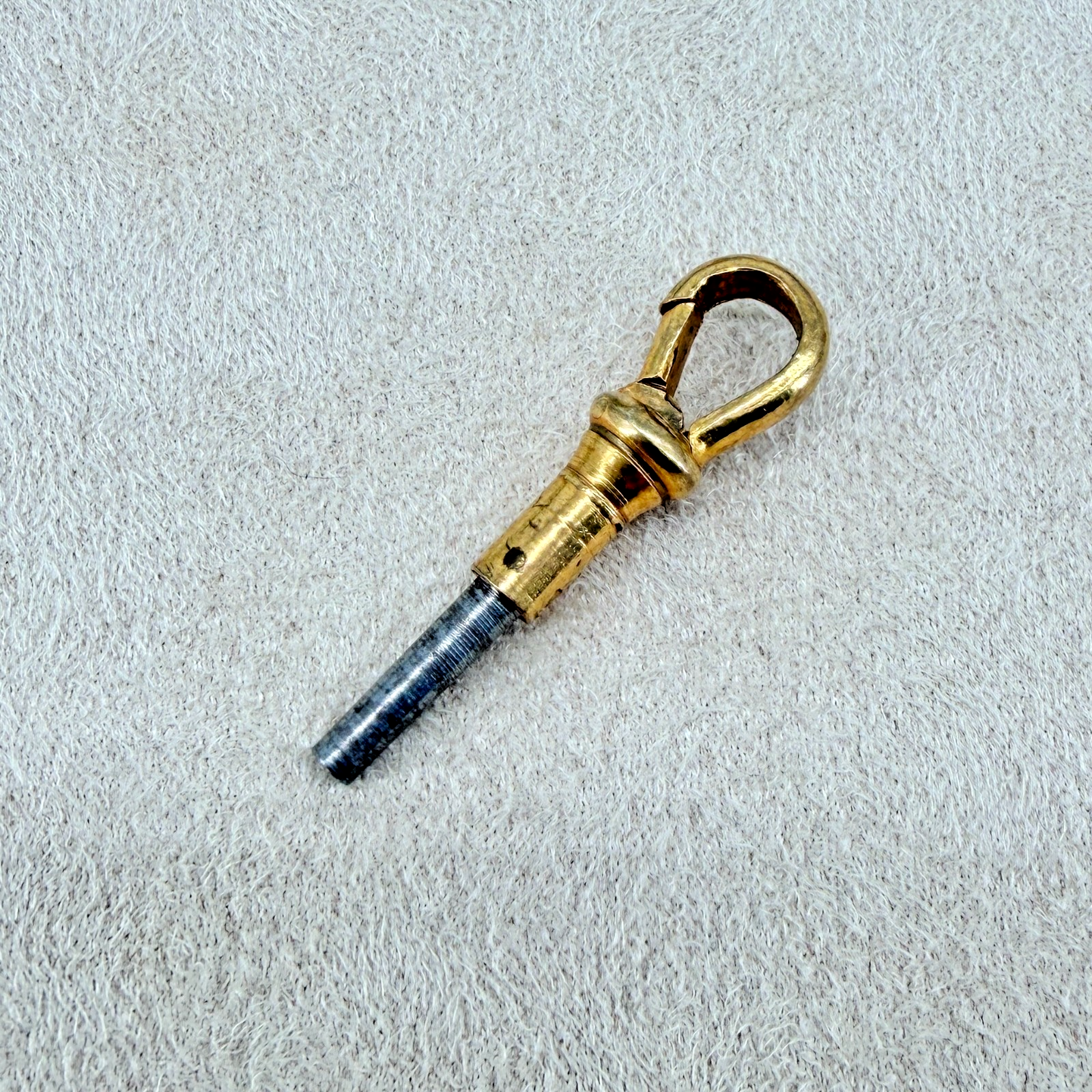 Antique Pocket Watch Winding Key with Spring Clip - 1.3mm - Yellow Metal