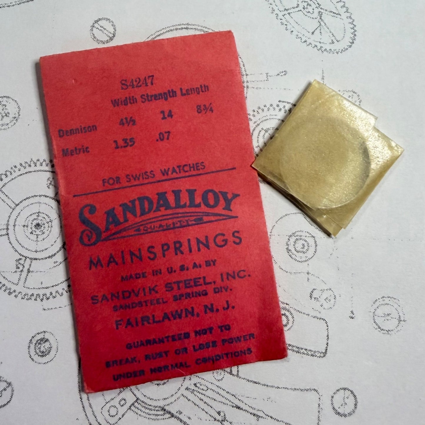 Sandalloy Mainspring S4247 – 1.35 x 0.07 x 8¾” – Sandvik Steel Inc. USA