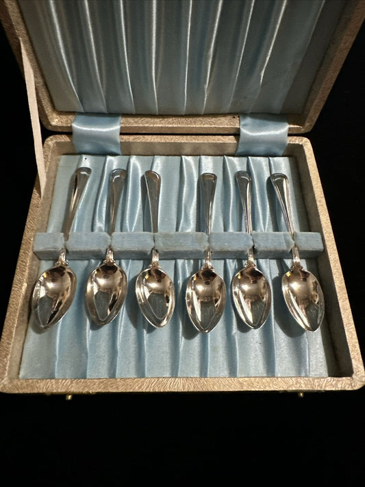 Antique Boxed Set of 6 Silver Plated Teaspoons - Charles William Fletcher