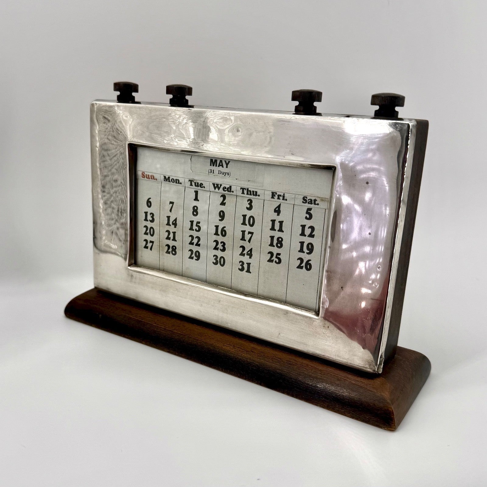 1939 Sterling Silver Desk Calendar – Birmingham – W.J. Myatt & Co