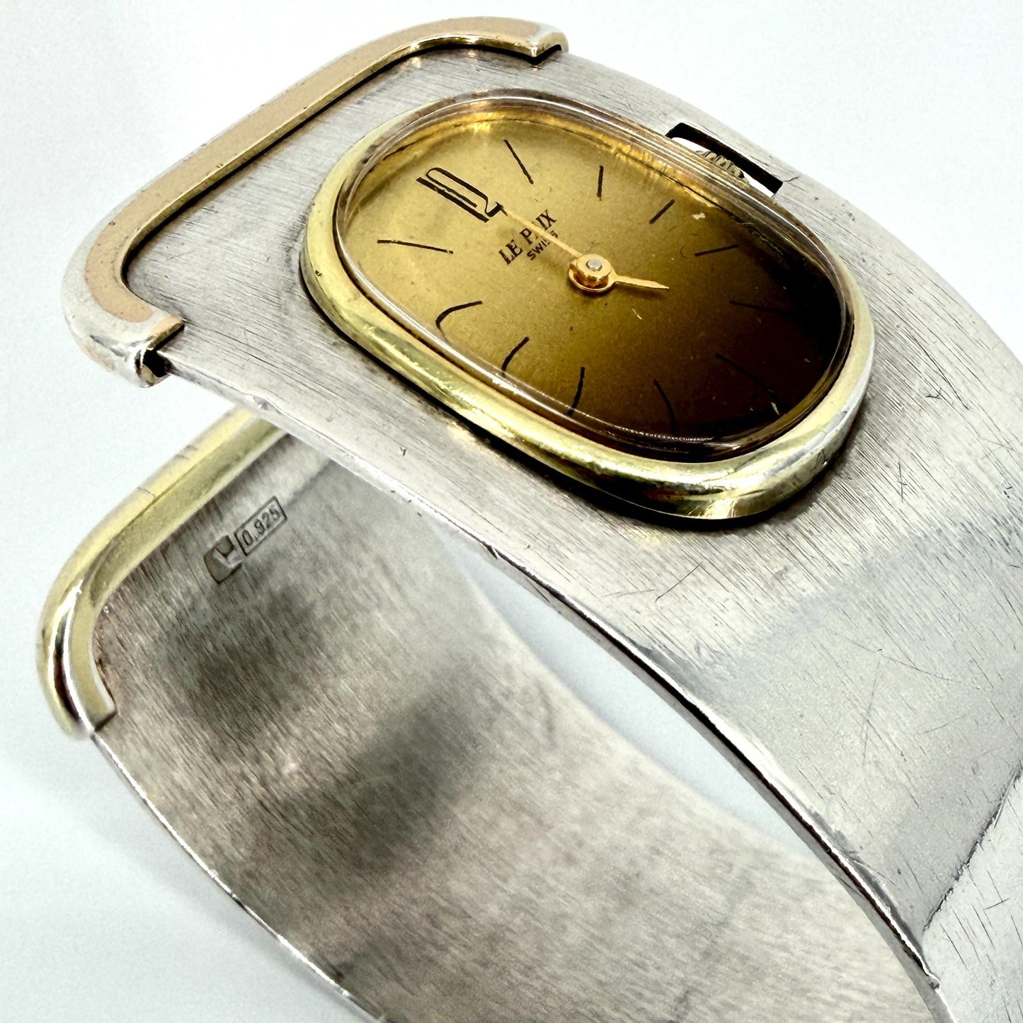 Vintage Le Paix 925 Sterling Silver Bangle Watch – Swiss Quartz – c.1970s
