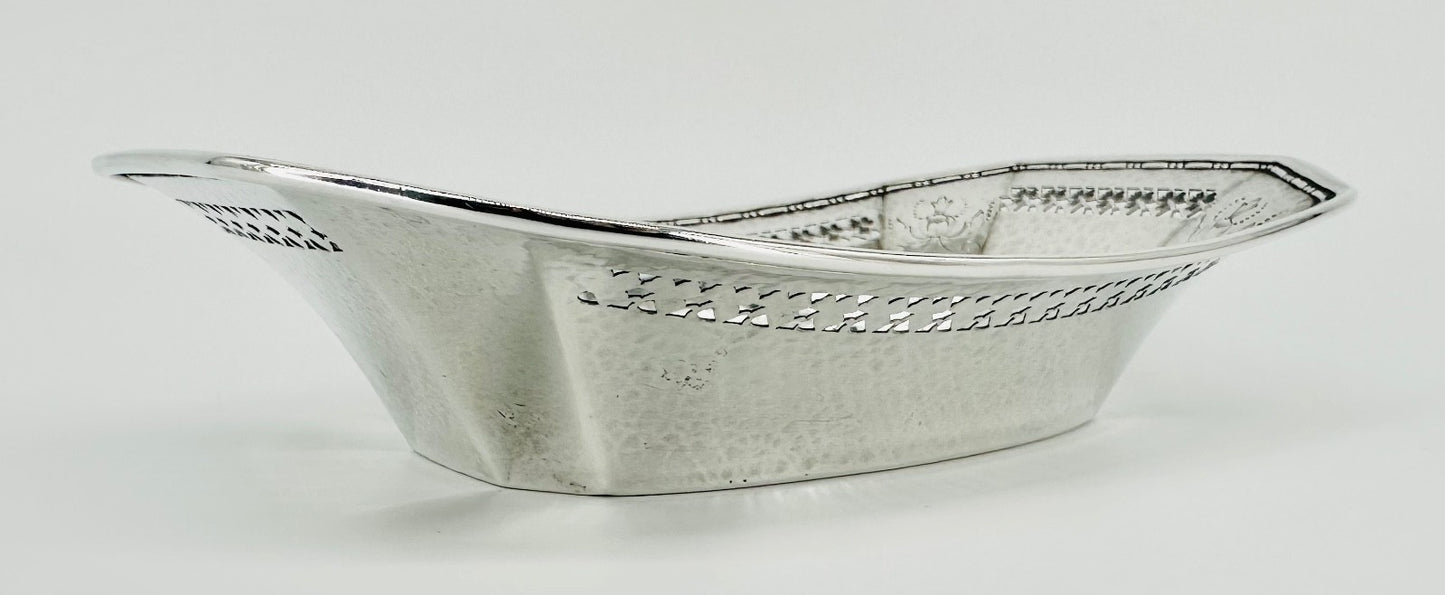 Antique American Sterling Silver Dish – Pierced & Hammered Design – Webster Co.