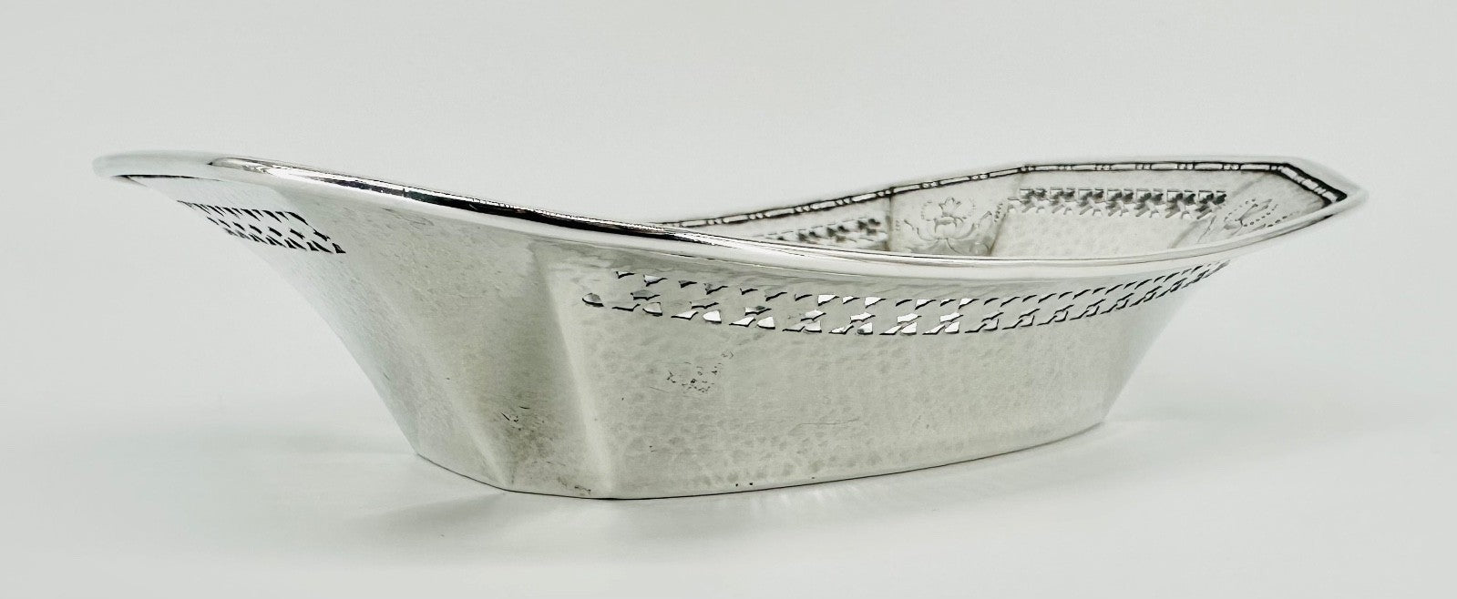 Antique American Sterling Silver Dish – Pierced & Hammered Design – Webster Co.