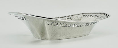 Antique American Sterling Silver Dish – Pierced & Hammered Design – Webster Co.