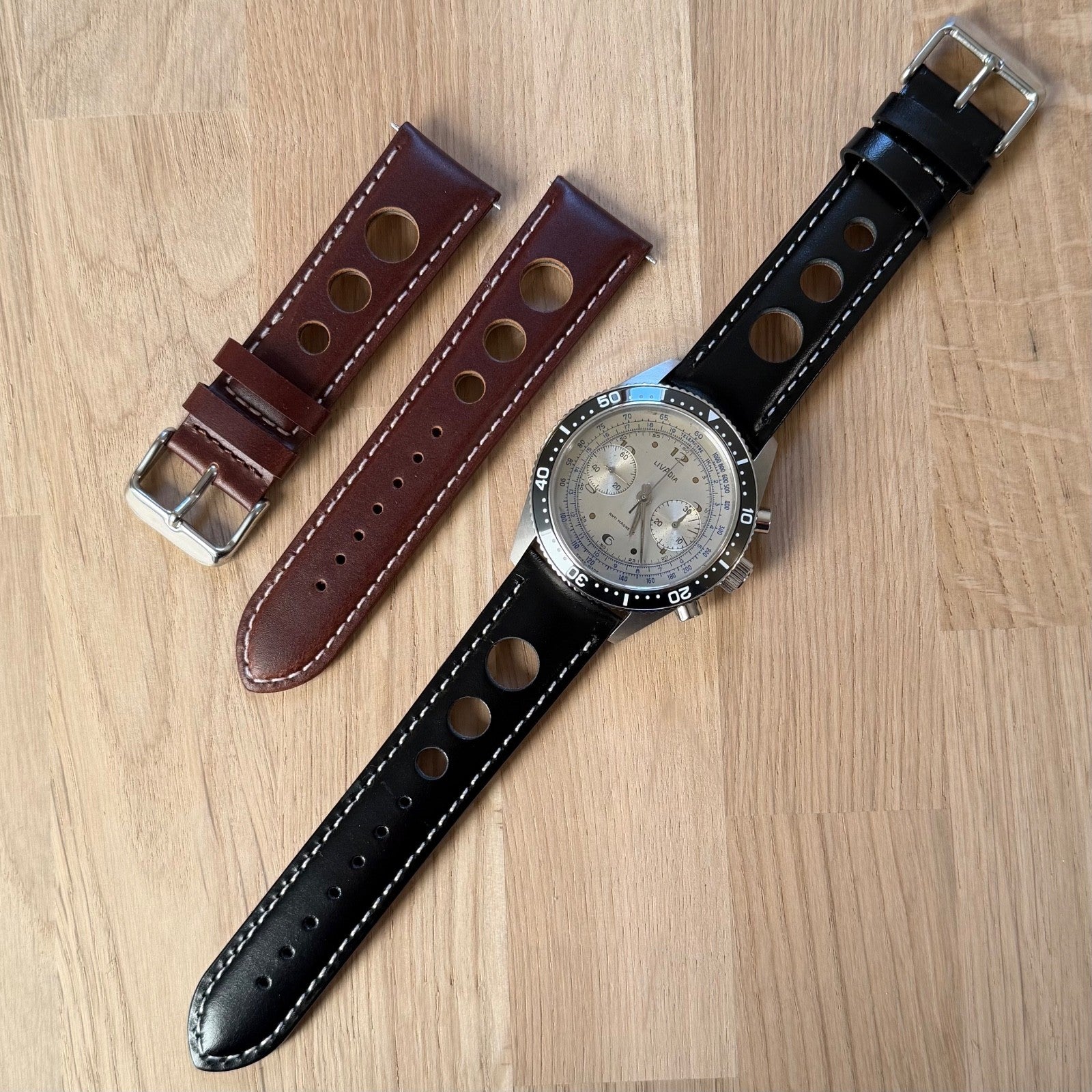 Brand New Grand Prix Style Smooth Leather Watch Strap – Genuine Calf Leather