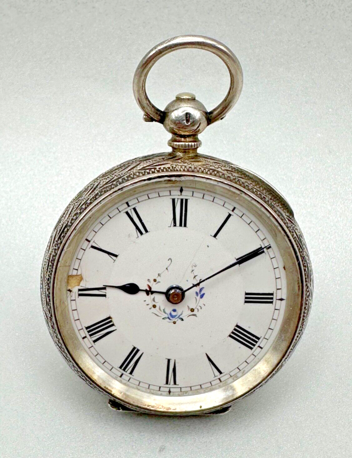 Antique Silver Cased Pocket Watch - Working