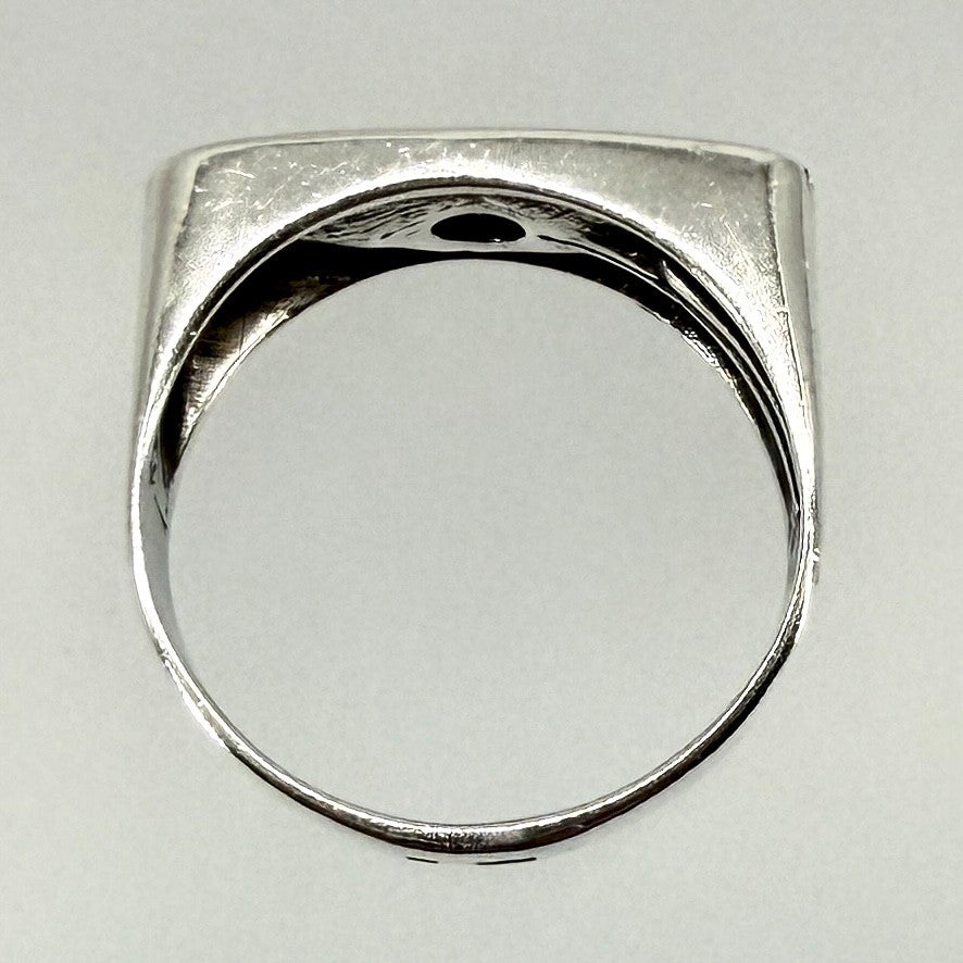 Vintage Polish Silver Ring with White Stone – UK Size W