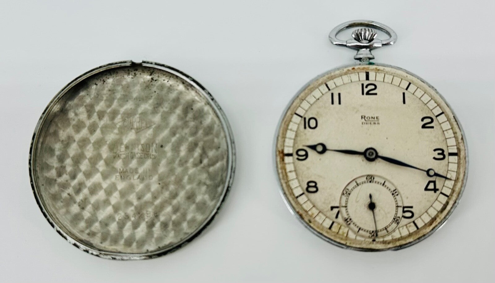 Antique Rone 15 Jewel Swiss Pocket Watch – Dennison Case – Working