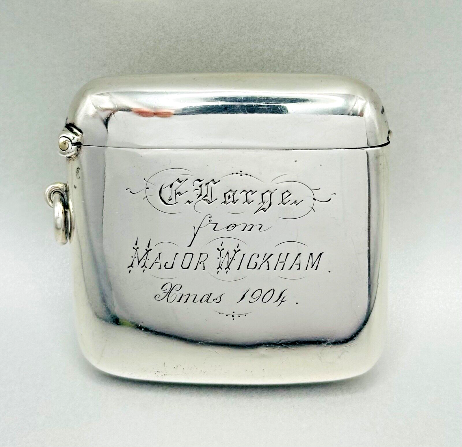Antique Silver Curved Vesta Case - Birmingham 1900