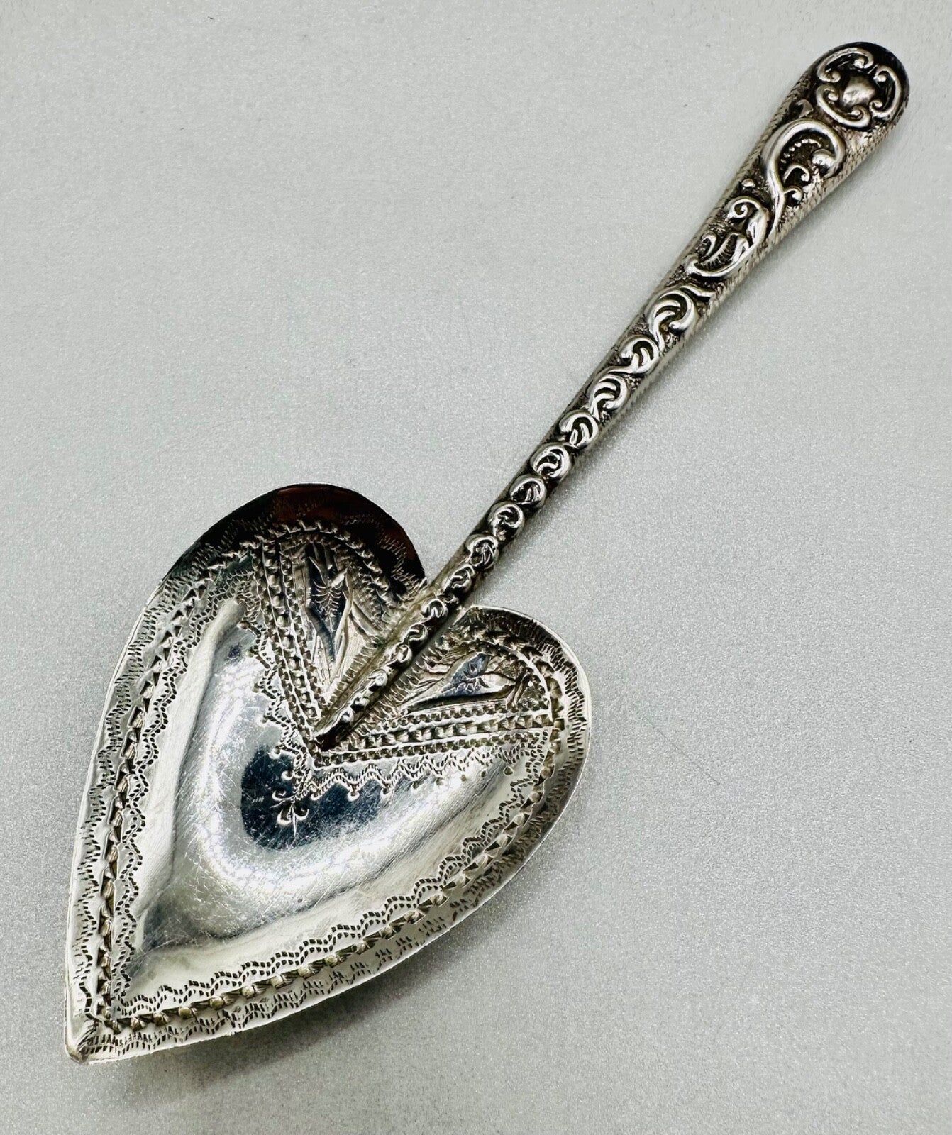 Antique Silver Heart-Shaped Spoon - William Davenport - Birmingham 1886 & 1897