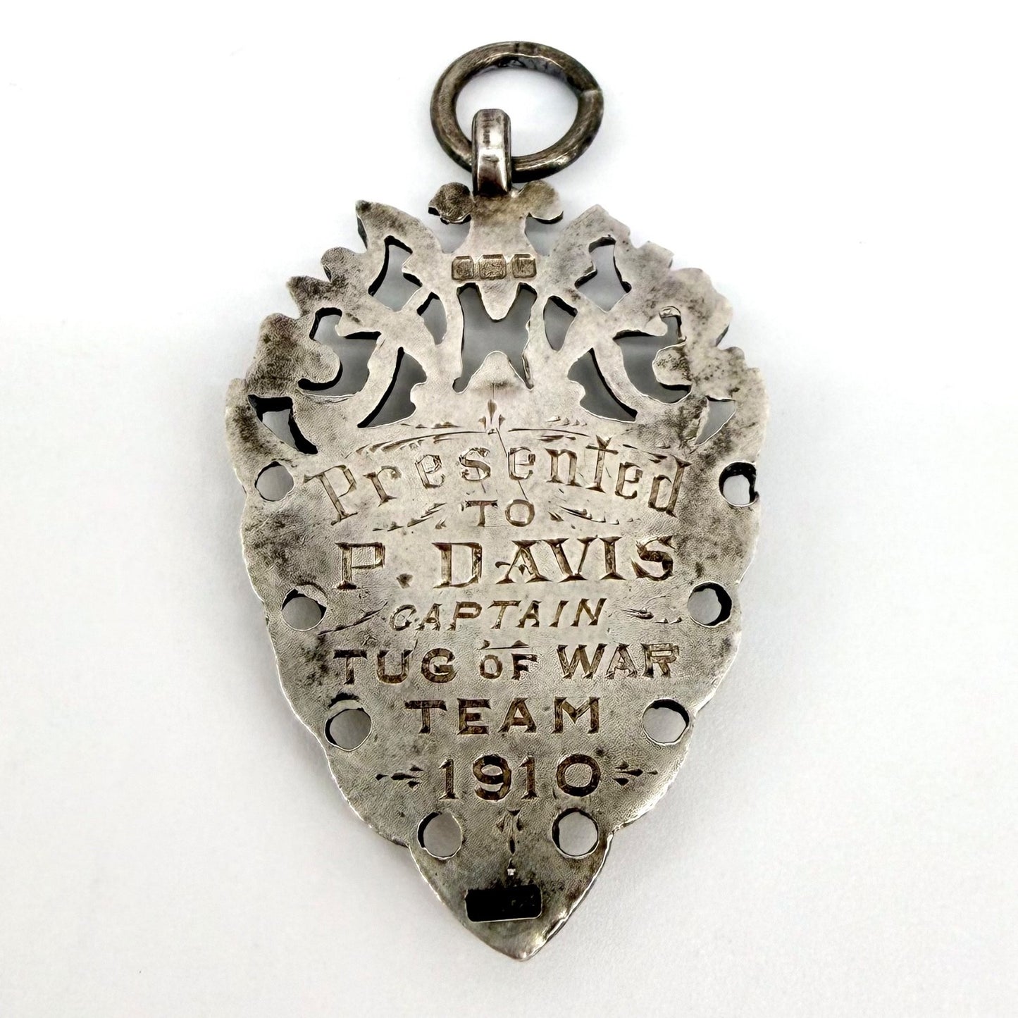 Antique Silver Fob Medal Birmingham 1909 - Tug of War - William Hair Haseler