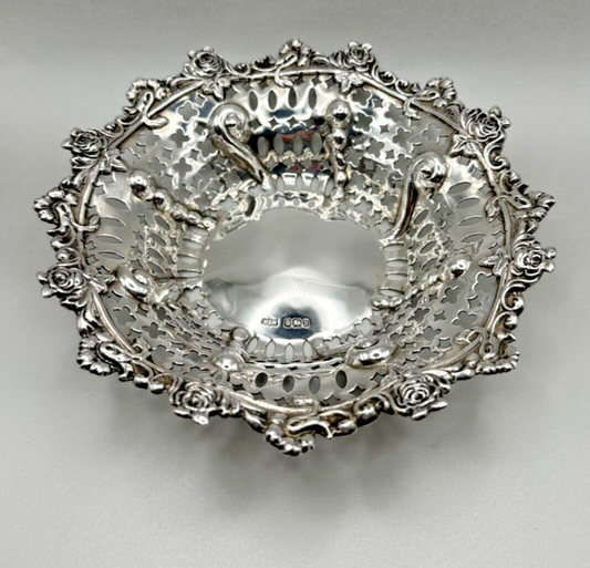 Mappin & Webb Pierced Solid Silver Bowl – Sheffield 1902 - Mint Condition - 154g