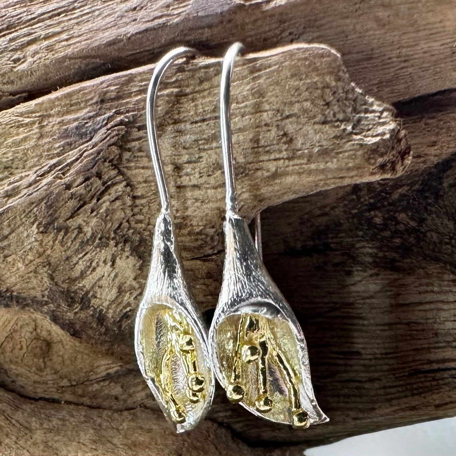 Brand New 925 Sterling Silver Morning Glory Earrings – Elegant Floral Design