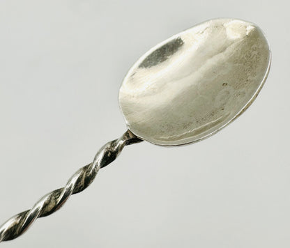 Antique White Metal Spoon - Twisted Stem & Character Finial